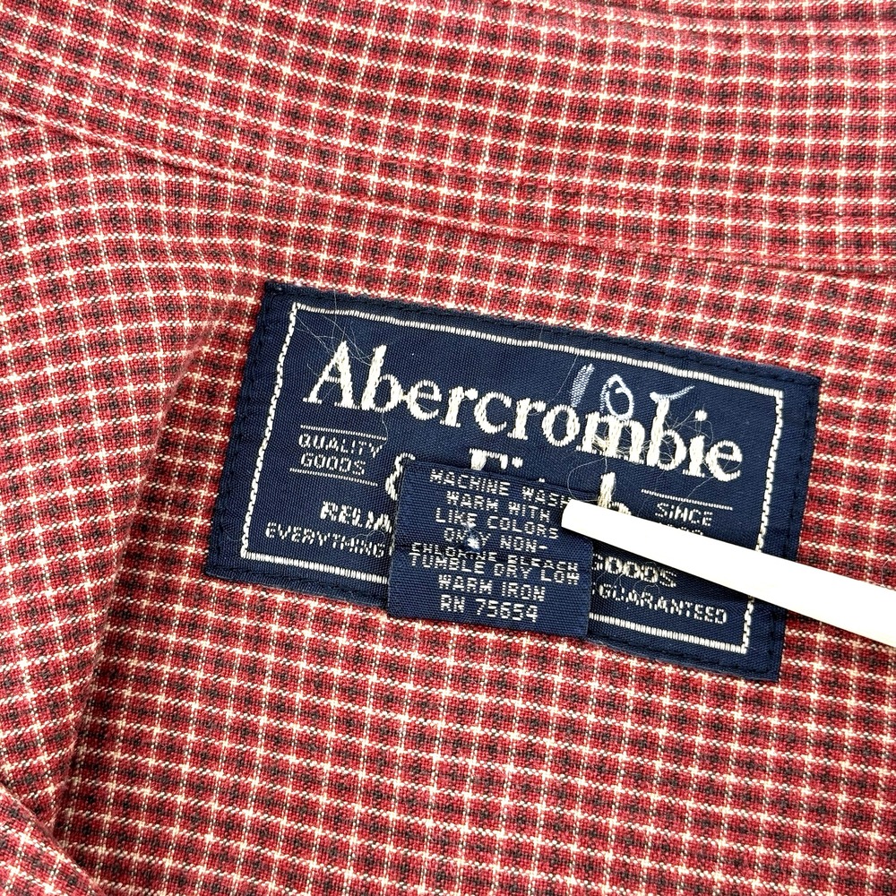 Abercrombie & Fitch Mens L Long Sleeve Button Down Rust Plaid Shirt Pocket Style - Picture 8 of 8